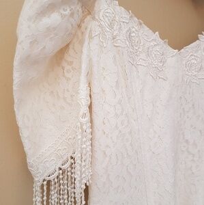 NEW Pale Cream Aline Asymmetrical Wedding Gown Corset Y2K High Low Western Boho